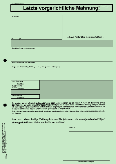 Letzte vorgerichtliche Mahnung