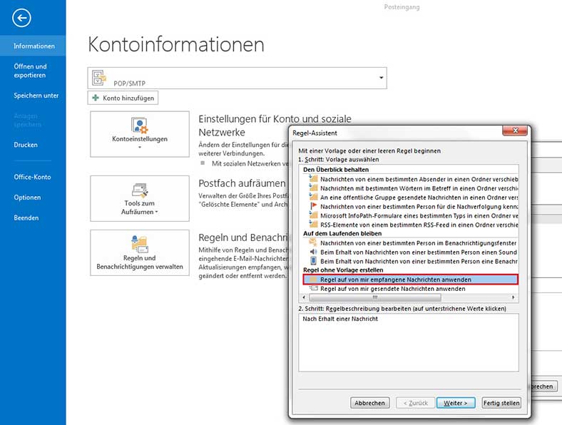 Abwesenheitsnotiz in Outlook 2013 einrichten - Schritt 2