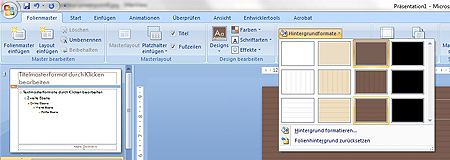 PowerPoint: Varianten von Hintergrundformaten werden angezeigt
